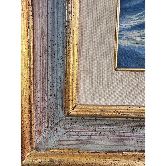 Vintage Signed Seascape Oil Painting by E. Walter | Ocean Waves | Coastal France - Picture 7 of 9